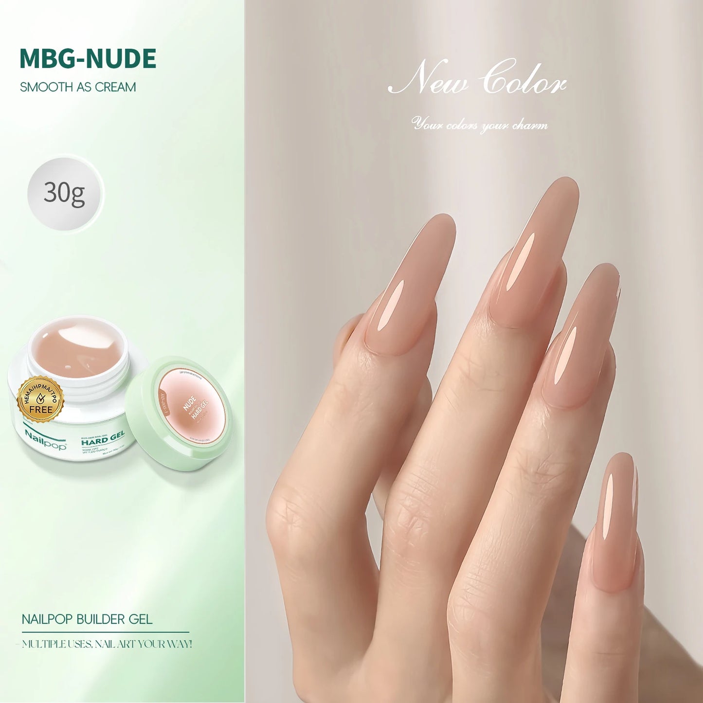 NAILPOP LED/UV Builder Nail Gel 3 Colors Nail Extension Gel Kit Nude Pink Clear Hard Gel Builder Nail Strengthener Manicure Set