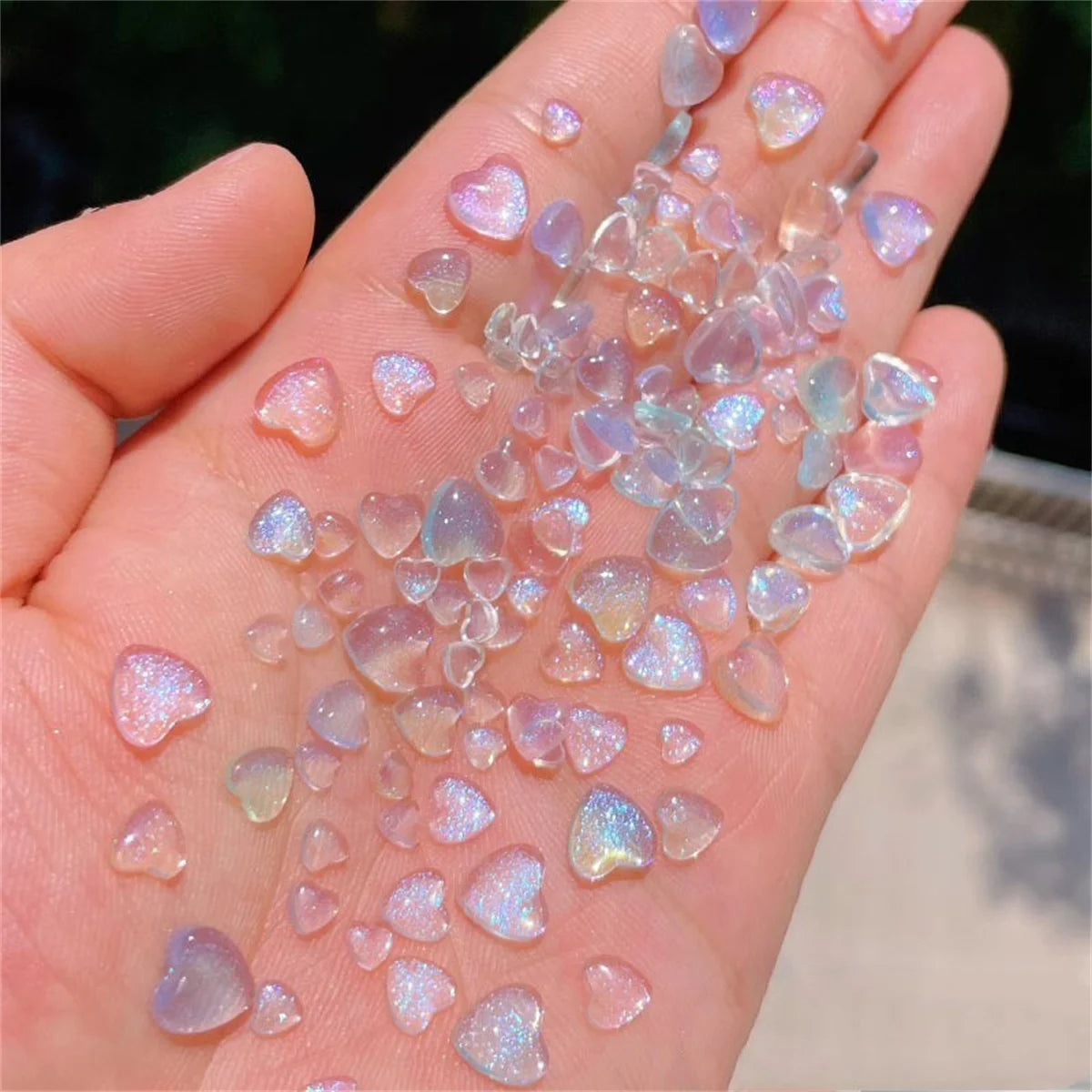50pcs Japanese Kawaii Heart Accessories Resin Nail Art Charms Cartoon Love Nail Decorations Mixed Sizes Manicure Rhinestones DIY