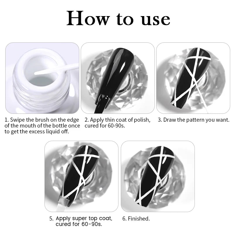 BORN PRETTY 10ml Glitter Silver Liner Paint Gel Nail Polish Line Stripe Gel Vernis Semi Permanent for Drawing Line French Nails