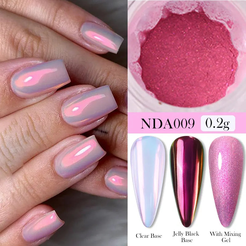 1Box Moonlight Mirror Nail Powder Silver Fine Glitter Metallic Effect Pigment UV Gel Polish Chrome Dust Aurora Nail Decorations