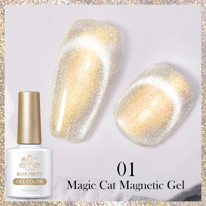 BORN PRETTY 10ml Black Glass Cat Magnetic Gel Nail Polish Punk Style Nail Art Manicure Varnis Semi Permanent Gel