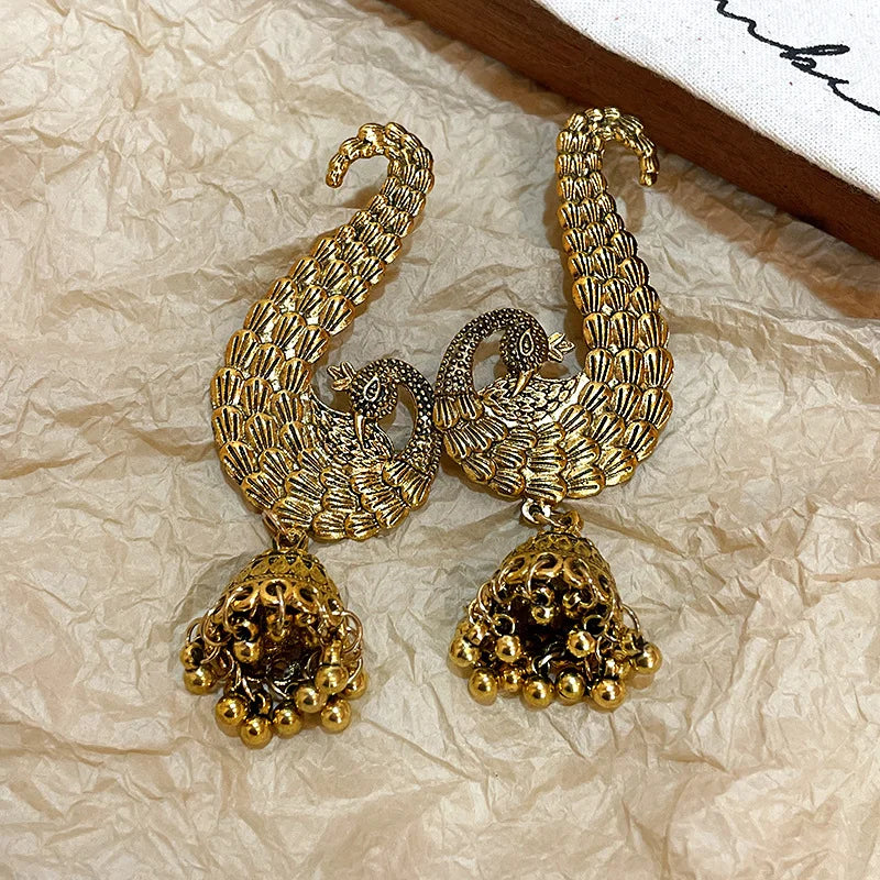 2024 Vintage Pearl Earrings for Women Steel Needle Peacock Drop Oil Round Fringe Drop Earring Party Fashion Jewelry Gifts
