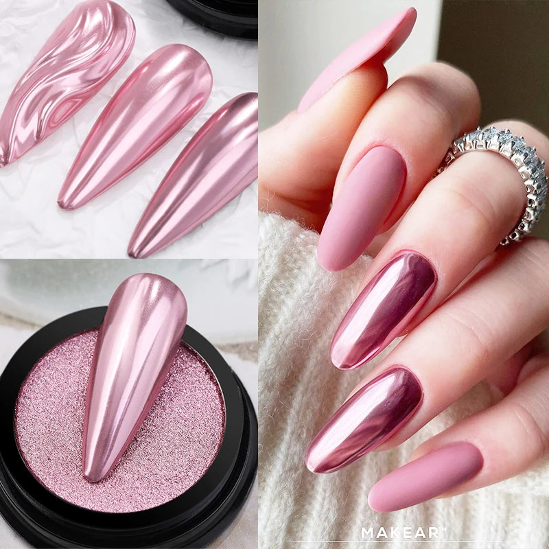 1Box Moonlight Mirror Nail Powder Silver Fine Glitter Metallic Effect Pigment UV Gel Polish Chrome Dust Aurora Nail Decorations