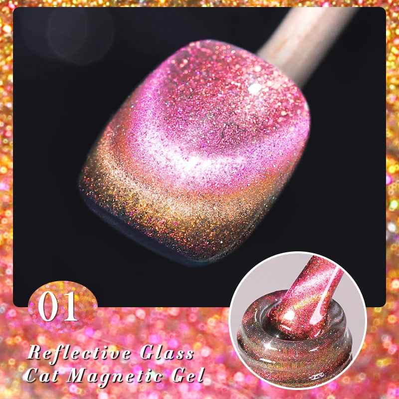 BORN PRETTY 10ml Super Shining Reflective Cat Magnetic Gel Ultra Shine Glitter Red Silver Soak Off UV LED Gel Nail Art Varnish