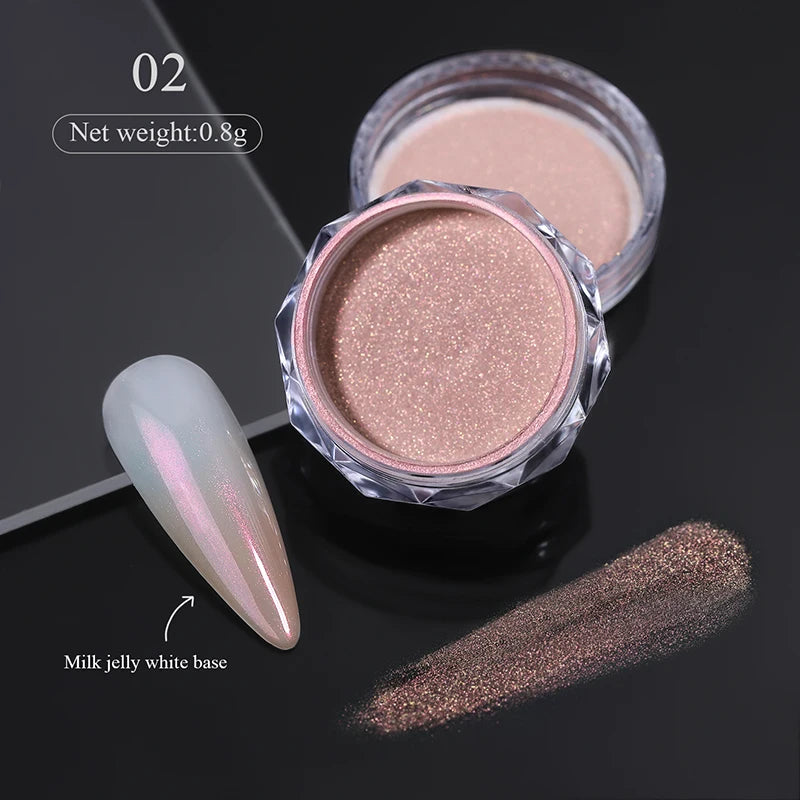 1Box Moonlight Mirror Nail Powder Silver Fine Glitter Metallic Effect Pigment UV Gel Polish Chrome Dust Aurora Nail Decorations