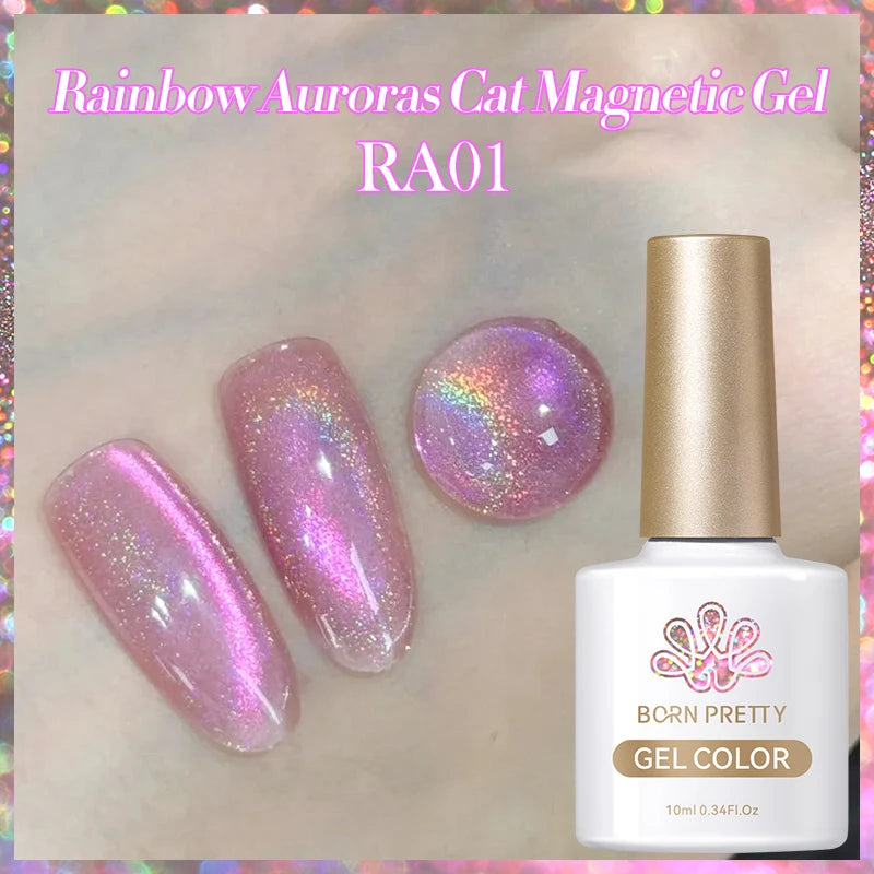 BORN PRETTY 10ml Super Shining Reflective Cat Magnetic Gel Ultra Shine Glitter Red Silver Soak Off UV LED Gel Nail Art Varnish