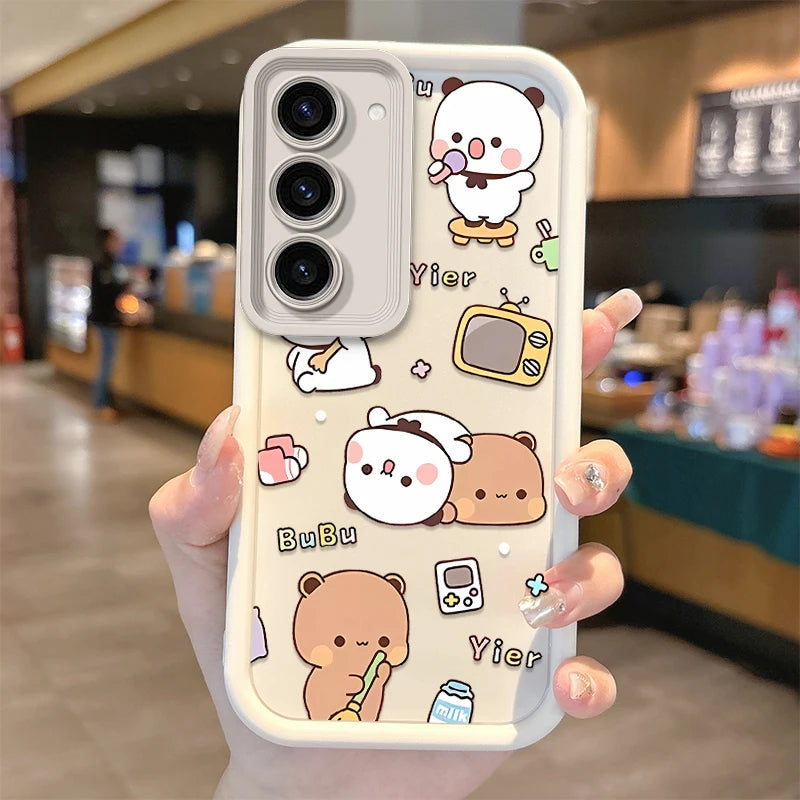BuBu DuDu Couple Cartoon Phone Case For Samsung Galaxy S25 S24 S23 S21 Ultra Plus S24 S23 S21 S20 FE A73 A55 Soft Silicone Cover