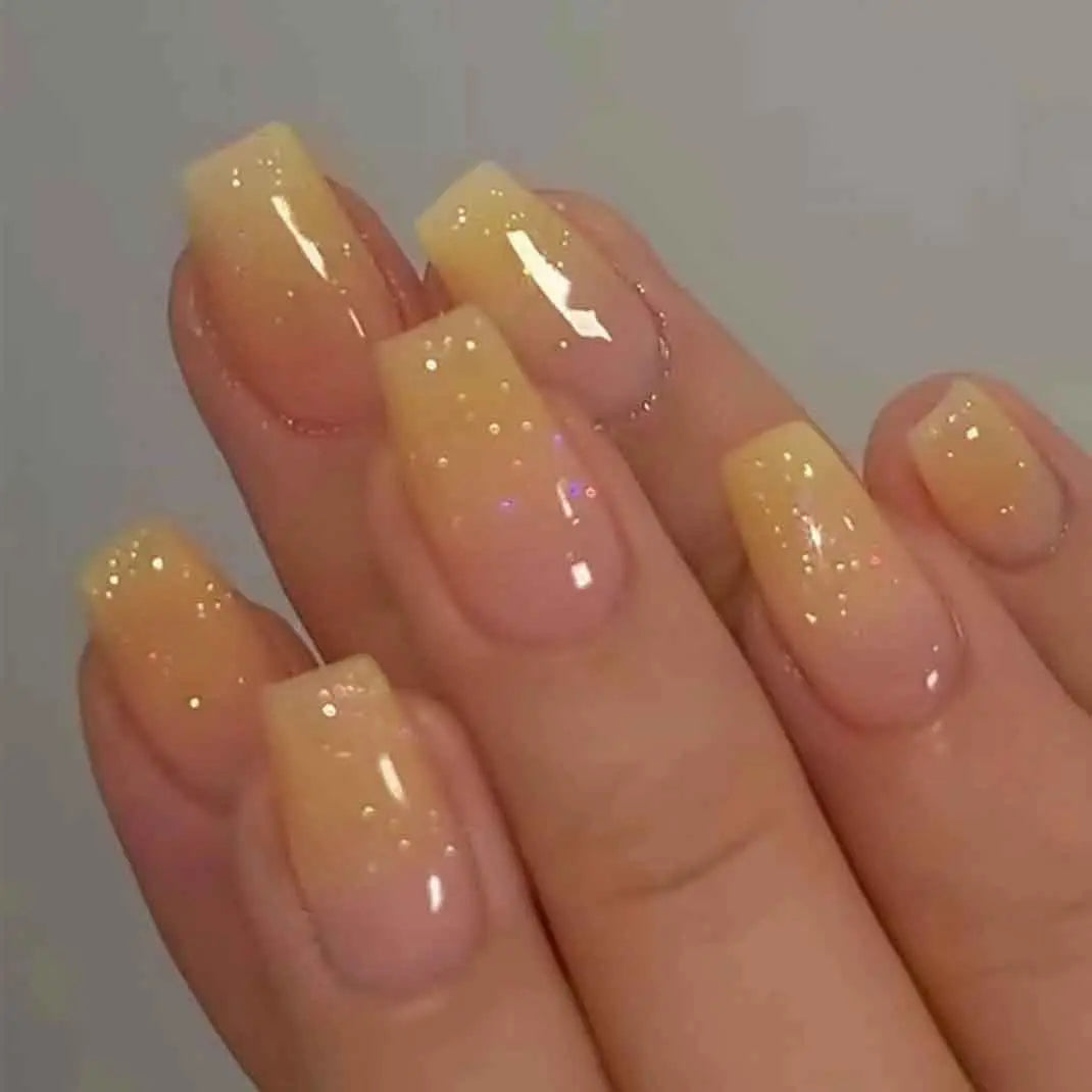 ARTAUG 24pcs Glossy Pink Press On Nails Medium Square Fake Nail Elegantstyle False Nail Full Cover Fake Nail For Stylish Women