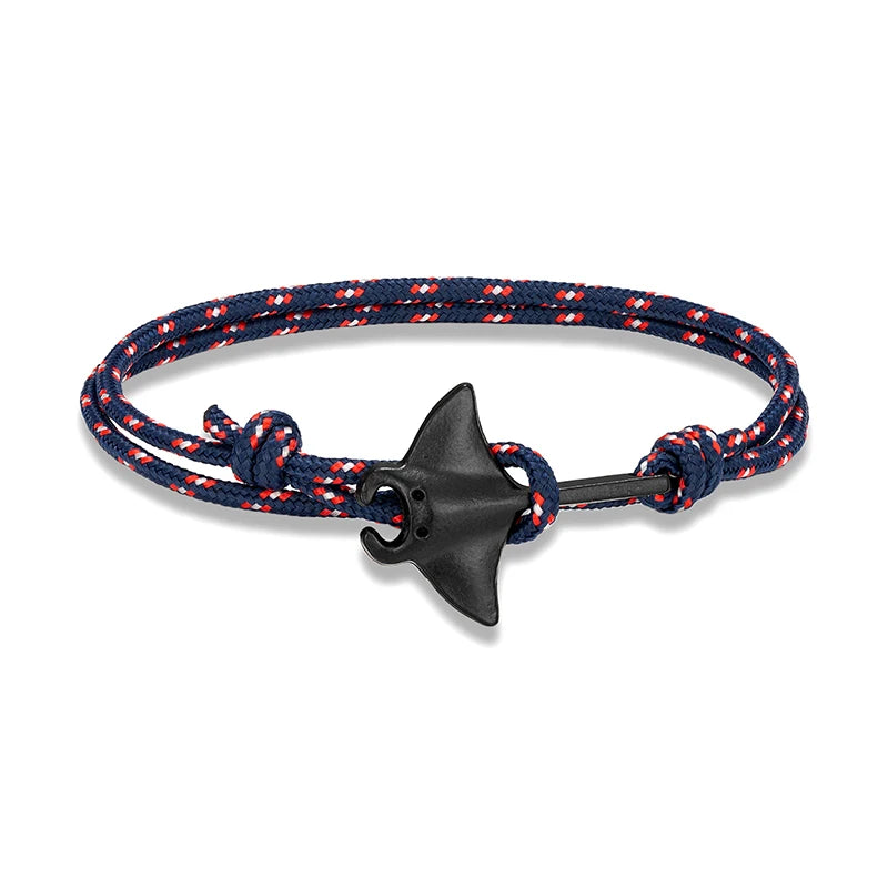 Ocean Animals Cute Manta Ray Bracelet Men Women Adjustable Paracord Rope Couple Bracelets Summer Beach Surfing Party Bangle Gift