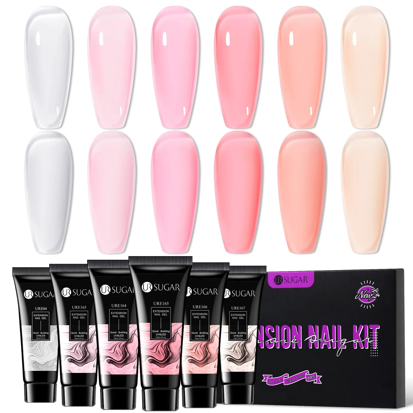 UR SUGAR Acrylic UV Gel Extension Nail Gel Kit Nude Glitter Color Fast Building Gel Nail Polish All For Manicure Nail Art Design