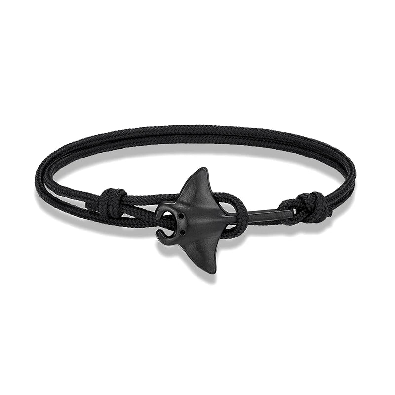 Ocean Animals Cute Manta Ray Bracelet Men Women Adjustable Paracord Rope Couple Bracelets Summer Beach Surfing Party Bangle Gift