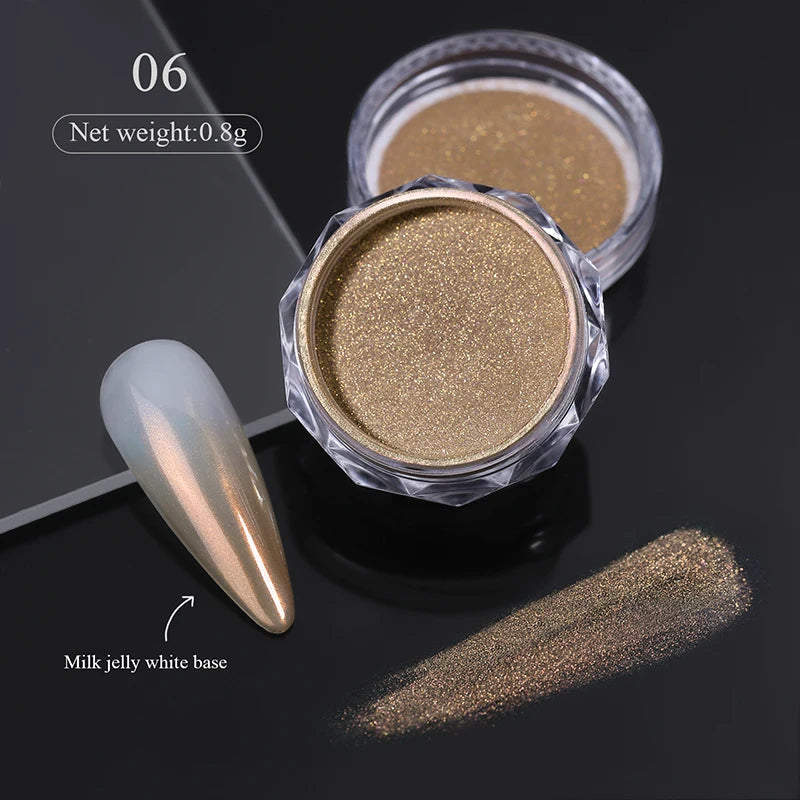 1Box Moonlight Mirror Nail Powder Silver Fine Glitter Metallic Effect Pigment UV Gel Polish Chrome Dust Aurora Nail Decorations