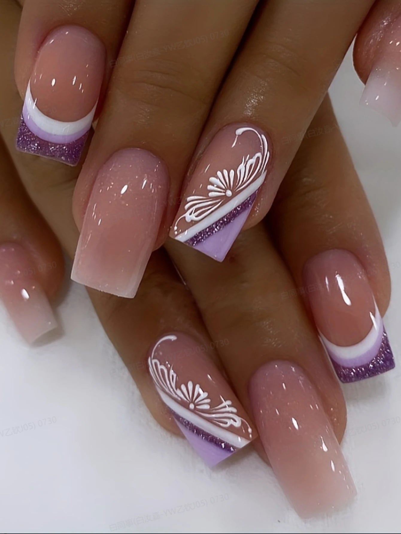 ARTAUG 24pcs Glossy Pink Press On Nails Medium Square Fake Nail Elegantstyle False Nail Full Cover Fake Nail For Stylish Women