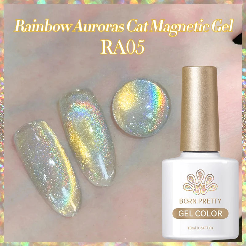 BORN PRETTY 10ml Super Shining Reflective Cat Magnetic Gel Ultra Shine Glitter Red Silver Soak Off UV LED Gel Nail Art Varnish