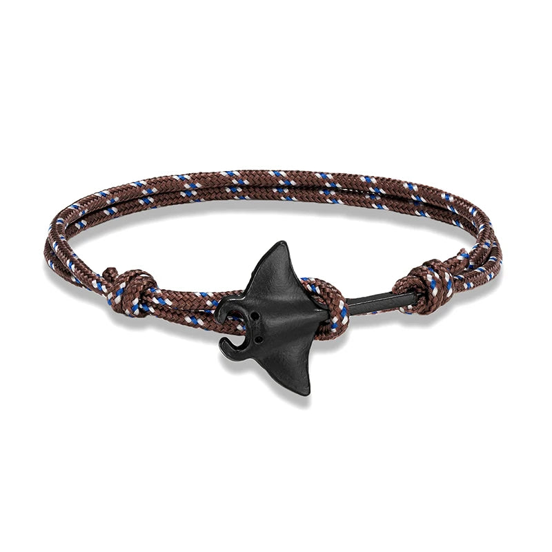 Ocean Animals Cute Manta Ray Bracelet Men Women Adjustable Paracord Rope Couple Bracelets Summer Beach Surfing Party Bangle Gift
