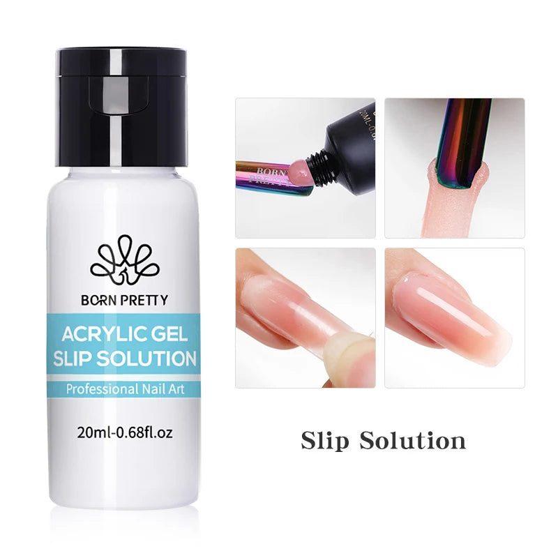 BORN PRETTY 30ml Glitter Acrylic Gel Finger Extension Nail Polish Silver Pink Extension Gel Polish Soak Off Nail Slip Solution