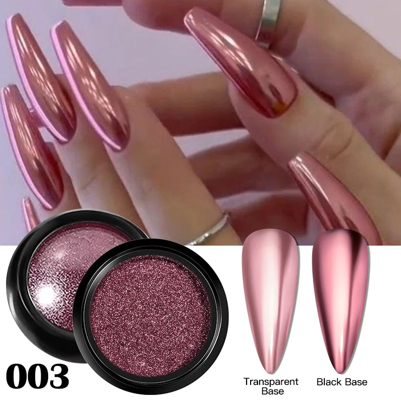 Metallic Nail Glitter Powder Super Bright Gold Silver Red Solid Mirror Pigment Dust For Gel Nail Polish Valentines Decoration