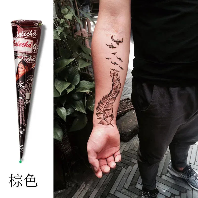 New Henna Tattoo Paste Black brown red white Henna Cones Indian For Temporary DIY Tattoo Sticker Body Paint Cone henne