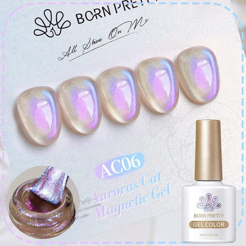BORN PRETTY 10ml Super Shining Reflective Cat Magnetic Gel Ultra Shine Glitter Red Silver Soak Off UV LED Gel Nail Art Varnish