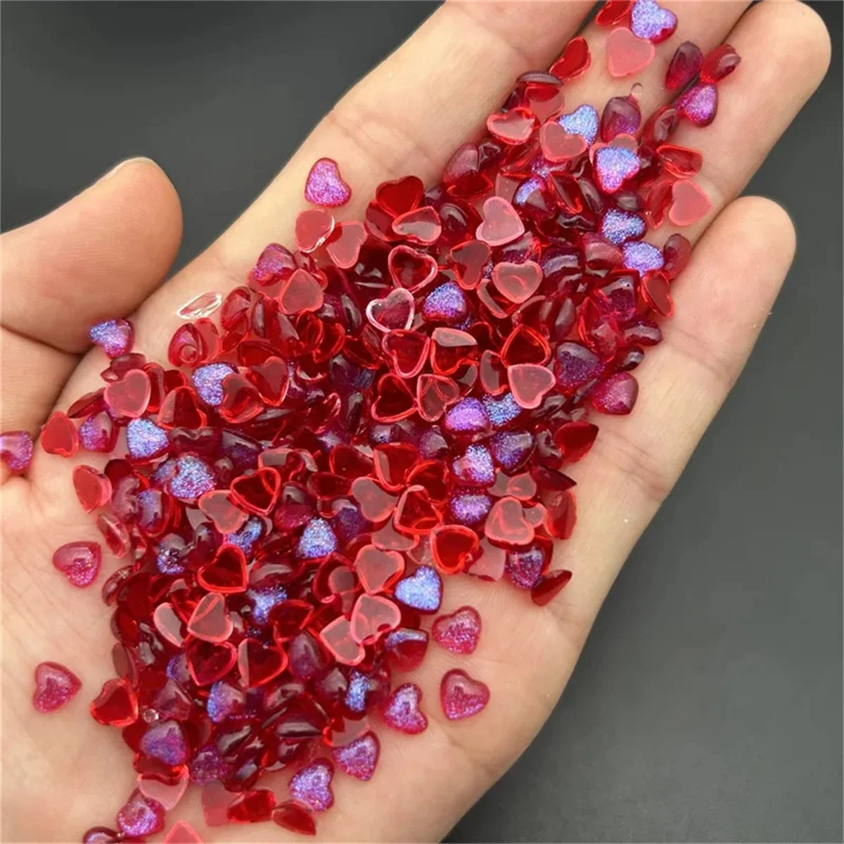 50pcs Japanese Kawaii Heart Accessories Resin Nail Art Charms Cartoon Love Nail Decorations Mixed Sizes Manicure Rhinestones DIY