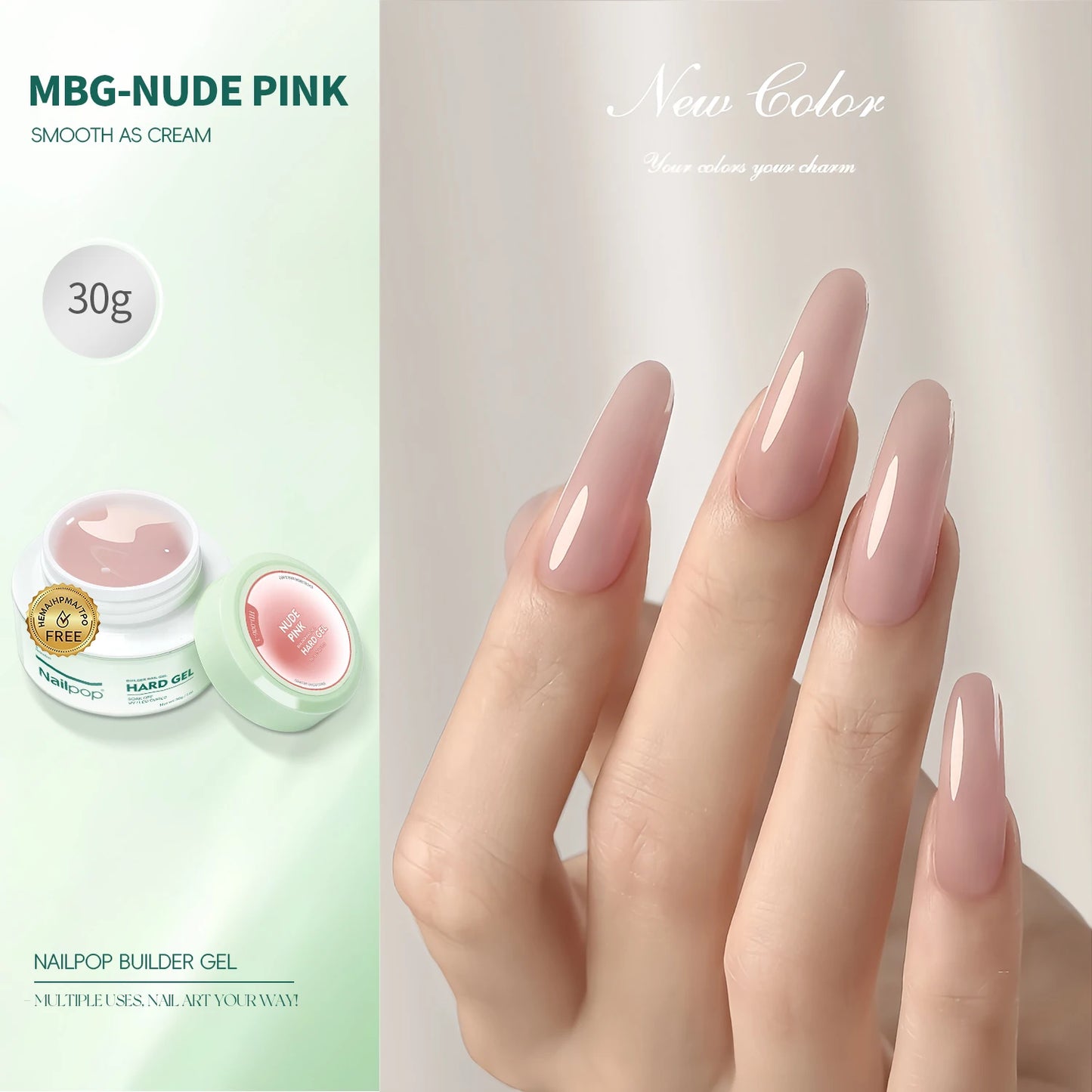 NAILPOP LED/UV Builder Nail Gel 3 Colors Nail Extension Gel Kit Nude Pink Clear Hard Gel Builder Nail Strengthener Manicure Set