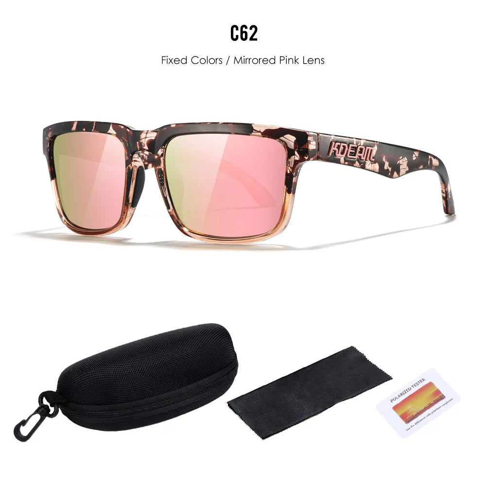 2025 Kdeam Polarized Sunglasses for Men Women Fashion Unisex Brand Trendy Outdoor Eyewear For Couple Mirror red lens