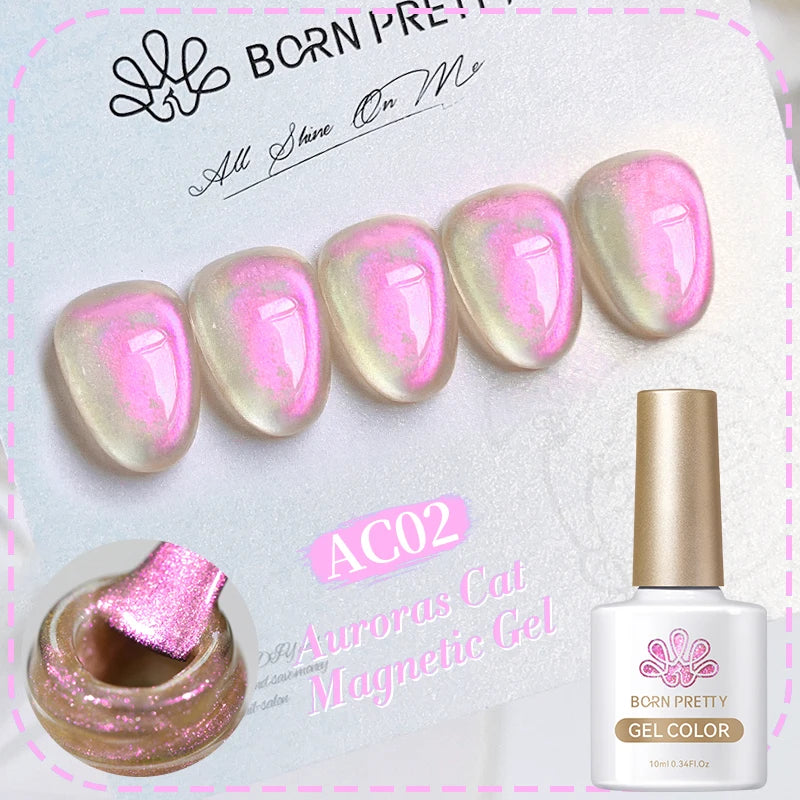 BORN PRETTY 10ml Auroras Blue Cat Magnetic Gel Nail Polish for Winter Nails Jelly Glass Water Light Varnis Semi Permanent Nail