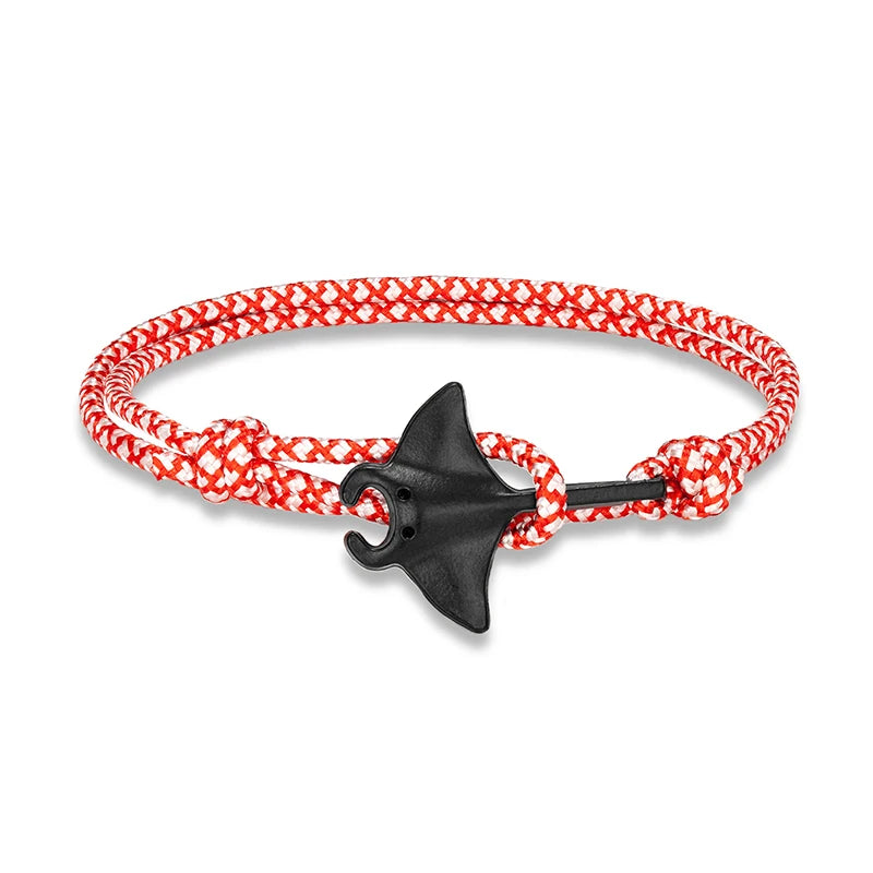 Ocean Animals Cute Manta Ray Bracelet Men Women Adjustable Paracord Rope Couple Bracelets Summer Beach Surfing Party Bangle Gift