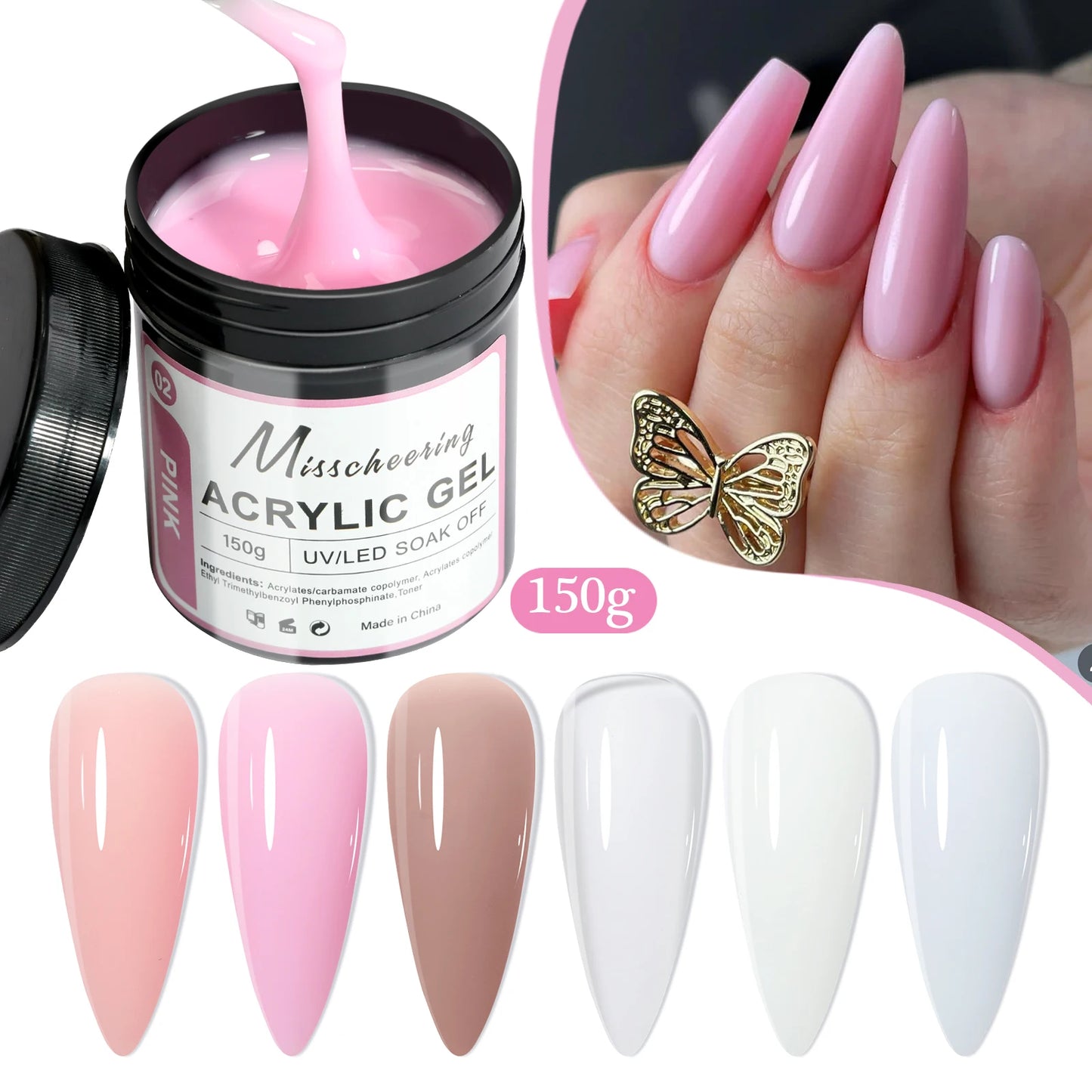 150g Large Capacity Nail Extension Gel Acrylic Semi-Permanent UV/LED Gel Varnish Suitable for DIY Design Nail Art Extension Tool