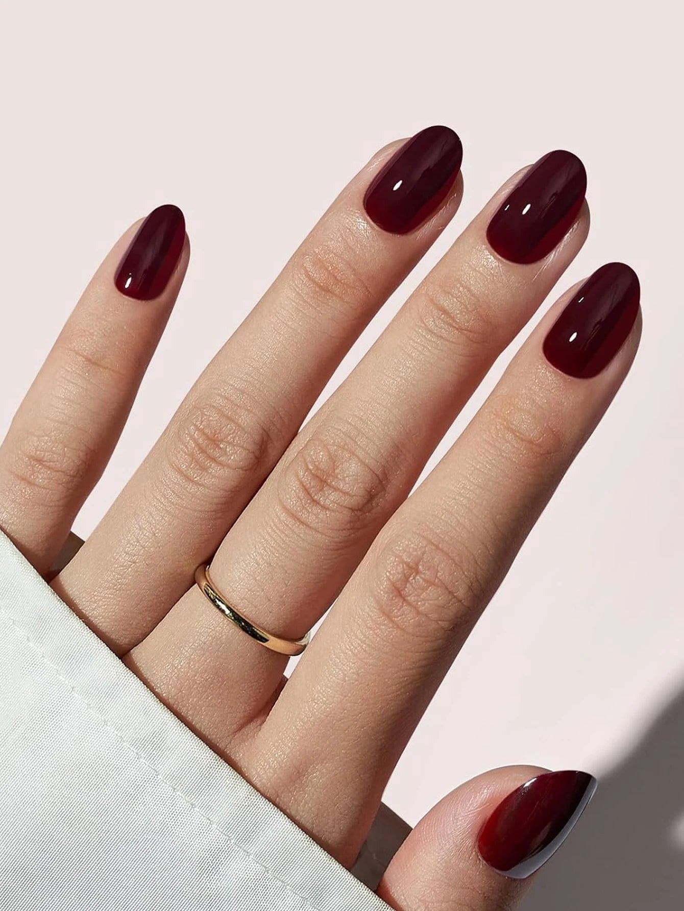 ARTAUG 24PCS Press On Nails Short Almond Wine Red High Saturation Fake Press On Nails Korean Press On Nails Valentine'S Day