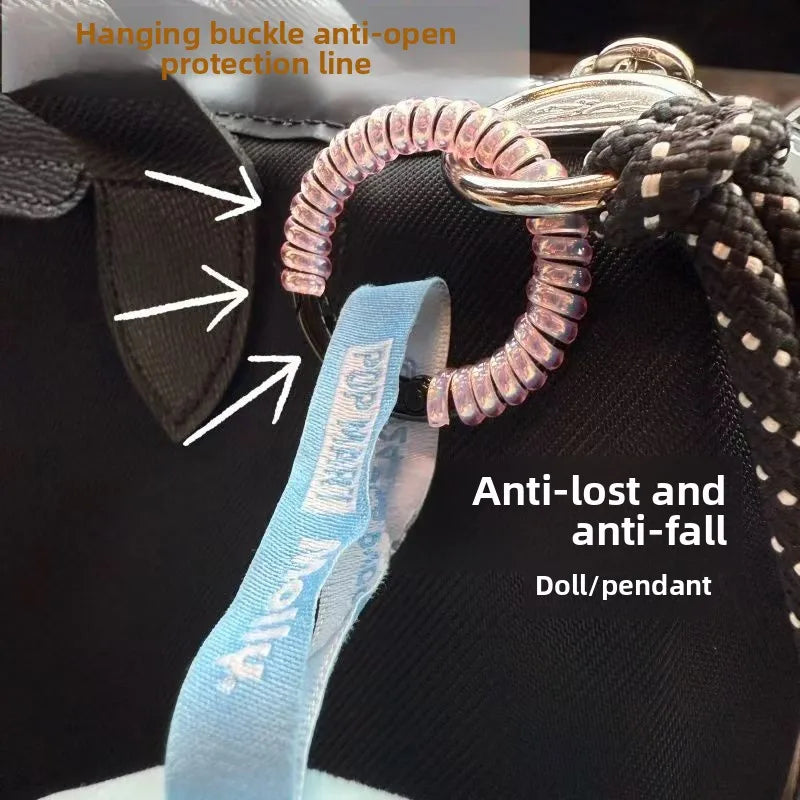 Labubu Anti Drop Buckle Silicone Rope Keychain Protection Ring Colorful Winding Fixed Anti Drop