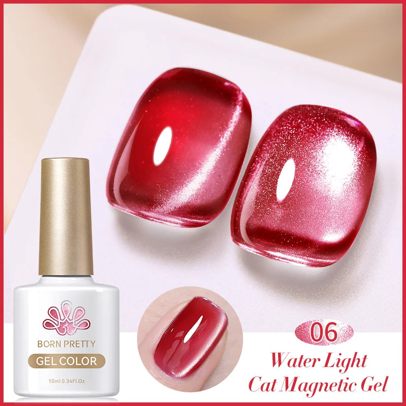 BORN PRETTY 10ml Super Shining Reflective Cat Magnetic Gel Ultra Shine Glitter Red Silver Soak Off UV LED Gel Nail Art Varnish