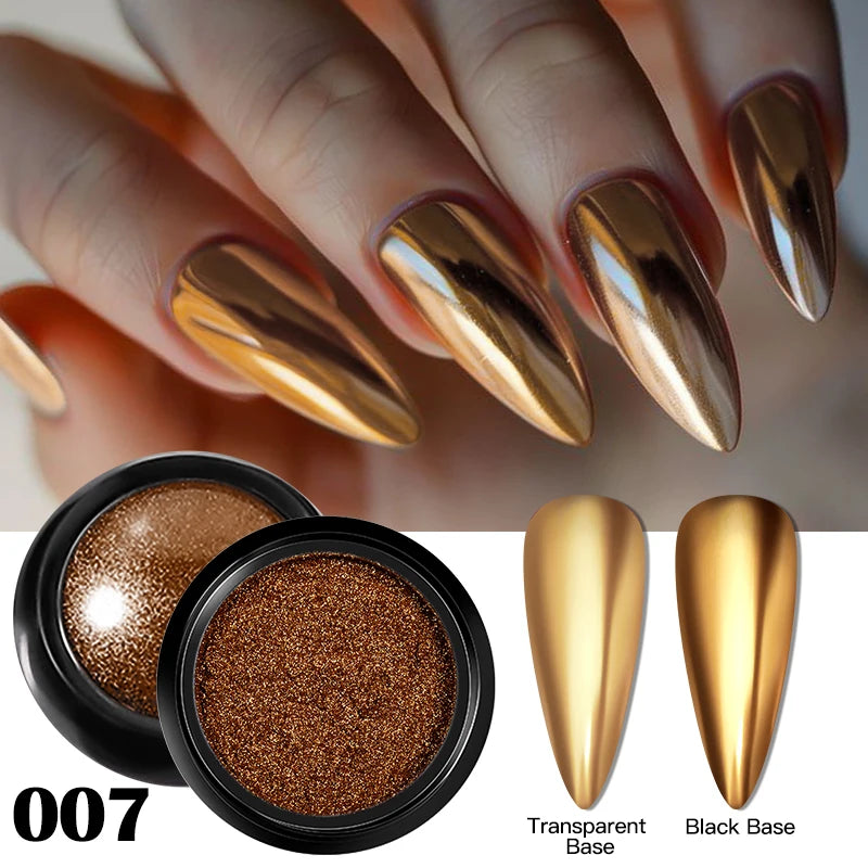 Metallic Nail Glitter Powder Super Bright Gold Silver Red Solid Mirror Pigment Dust For Gel Nail Polish Valentines Decoration