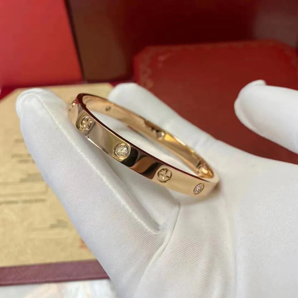 New Design Gold Color Zircon And Cross Nut Nail Bracelet Gold & Bangle For Woman Stainless Steel Screw Brand Jewelry