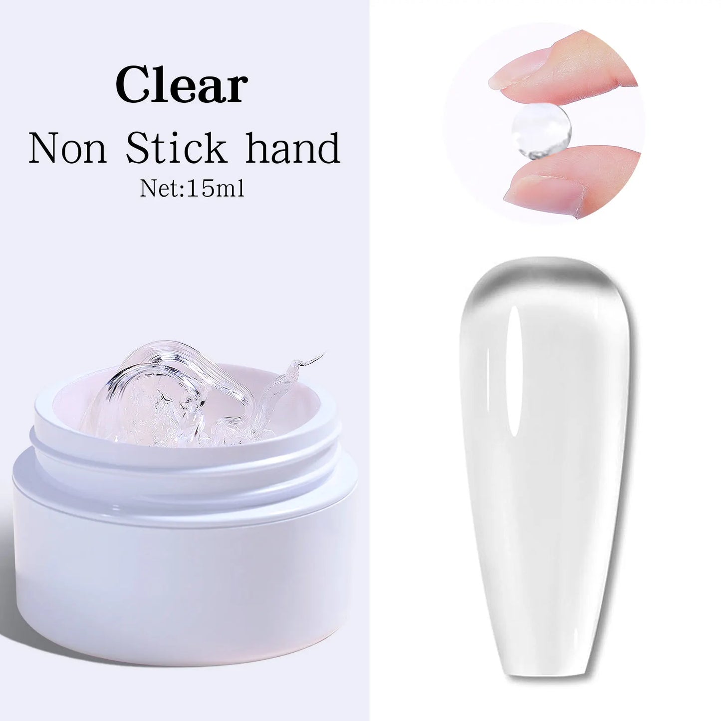 15ML Solid Non Stick Hand Extension Gel Nail Polish -Pink/White/Clear Extension Gel for Mnicure Carving Nail Art Emboss Hard Gel