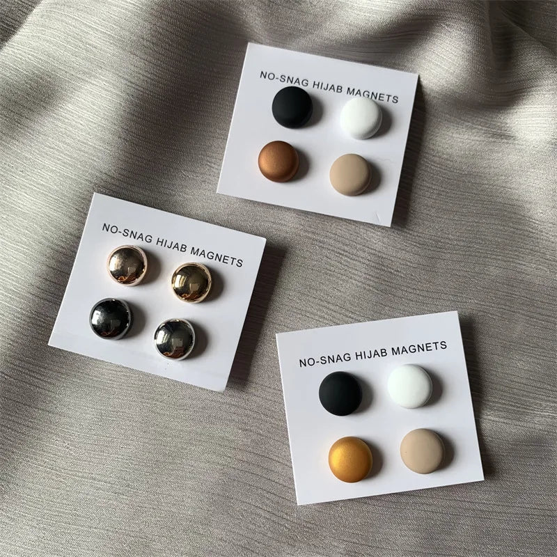 Strong Metal Plating Magnetic Hijab Clip Safe Hijab Brooch Scarf Accessories No Hole Pins Brooch Magnet Muslim Scarf Jewelry Set