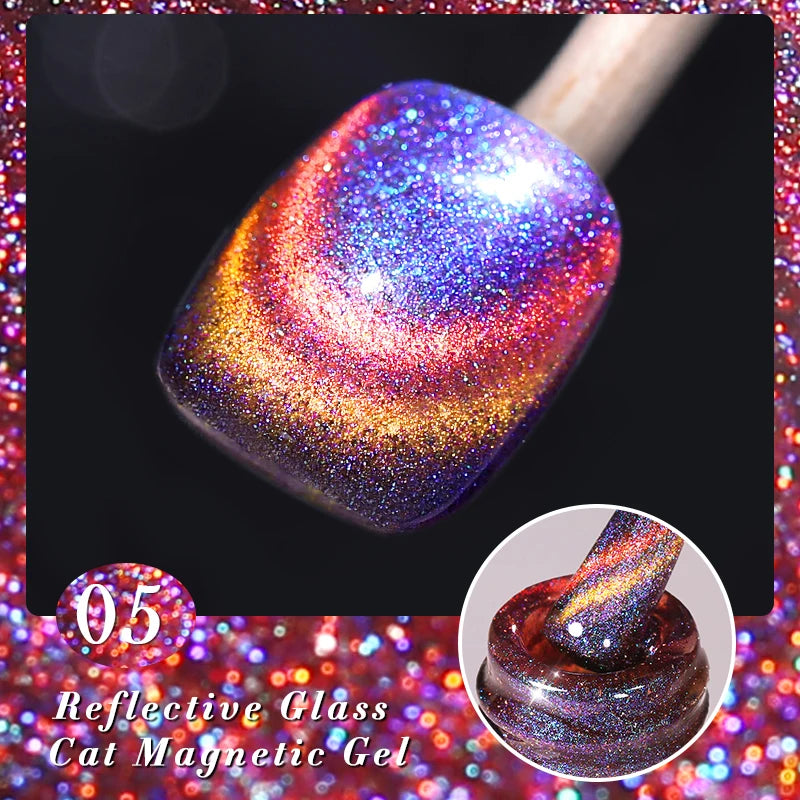 BORN PRETTY 10ml Super Shining Reflective Cat Magnetic Gel Ultra Shine Glitter Red Silver Soak Off UV LED Gel Nail Art Varnish