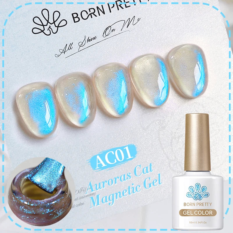 BORN PRETTY 10ml Black Glass Cat Magnetic Gel Nail Polish Punk Style Nail Art Manicure Varnis Semi Permanent Gel