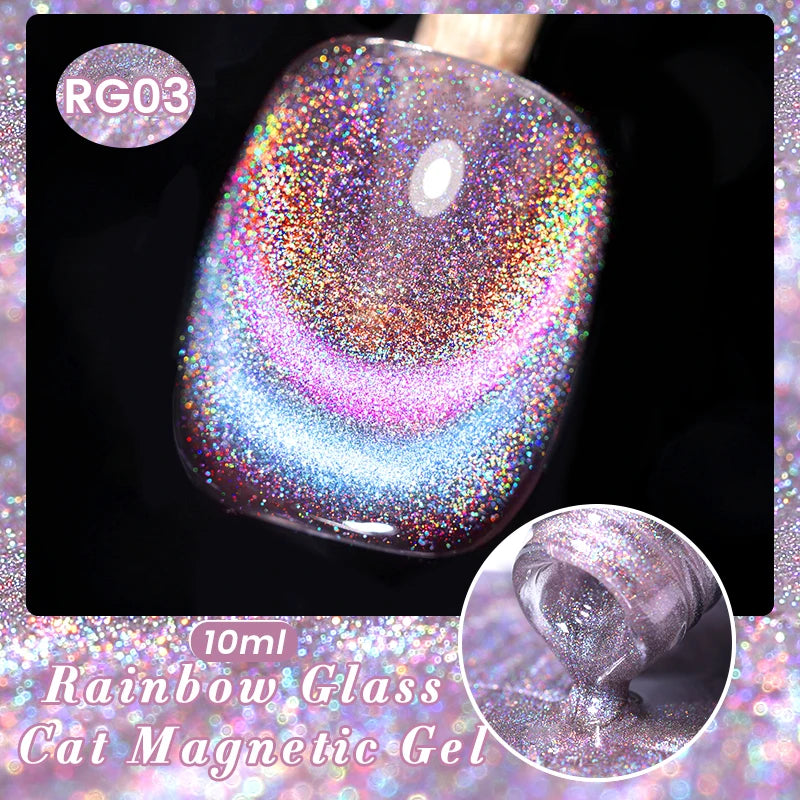 BORN PRETTY 10ml Super Shining Reflective Cat Magnetic Gel Ultra Shine Glitter Red Silver Soak Off UV LED Gel Nail Art Varnish