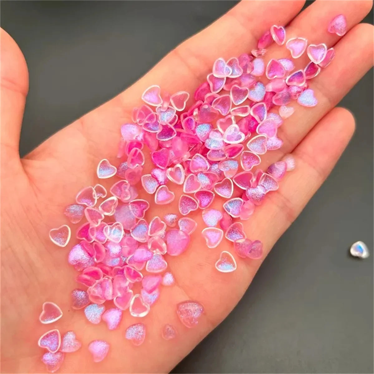 50pcs Japanese Kawaii Heart Accessories Resin Nail Art Charms Cartoon Love Nail Decorations Mixed Sizes Manicure Rhinestones DIY