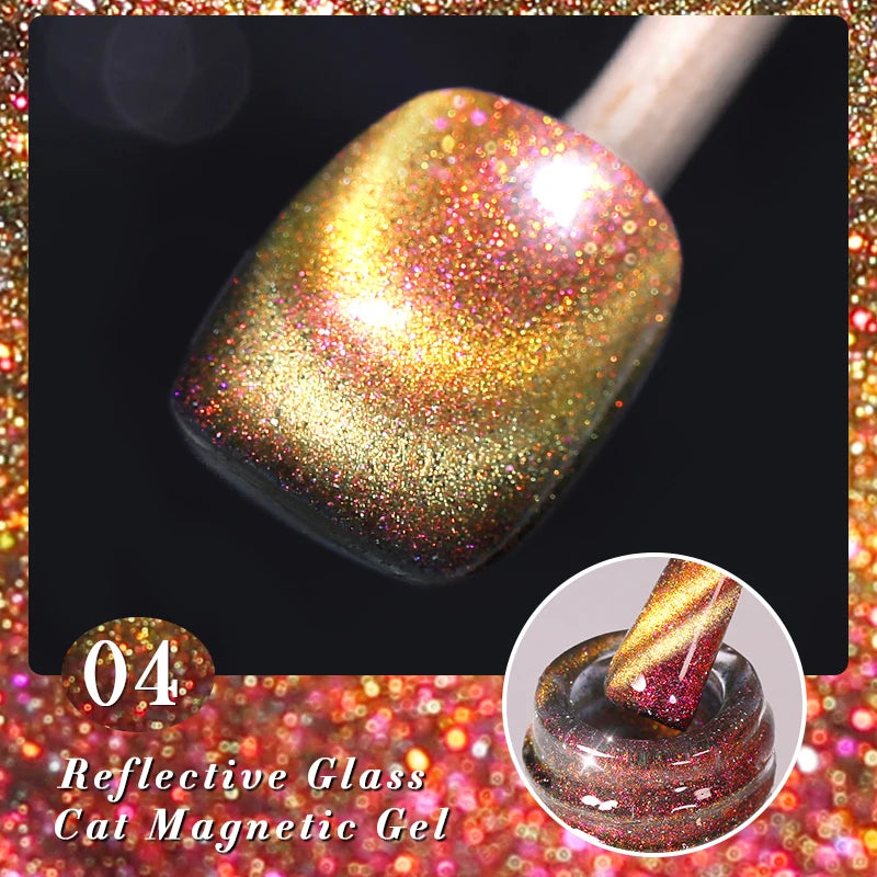 BORN PRETTY 10ml Super Shining Reflective Cat Magnetic Gel Ultra Shine Glitter Red Silver Soak Off UV LED Gel Nail Art Varnish