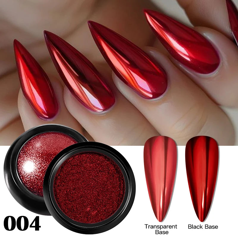 Metallic Nail Glitter Powder Super Bright Gold Silver Red Solid Mirror Pigment Dust For Gel Nail Polish Valentines Decoration