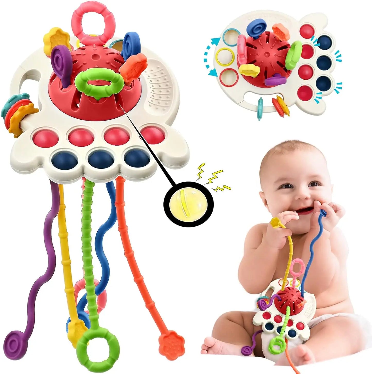 Baby Montessori Toys Pull String Sensory Toys Baby 2 12 Months Silicone Develop Teething Activity Toys for Kids Educational Toys