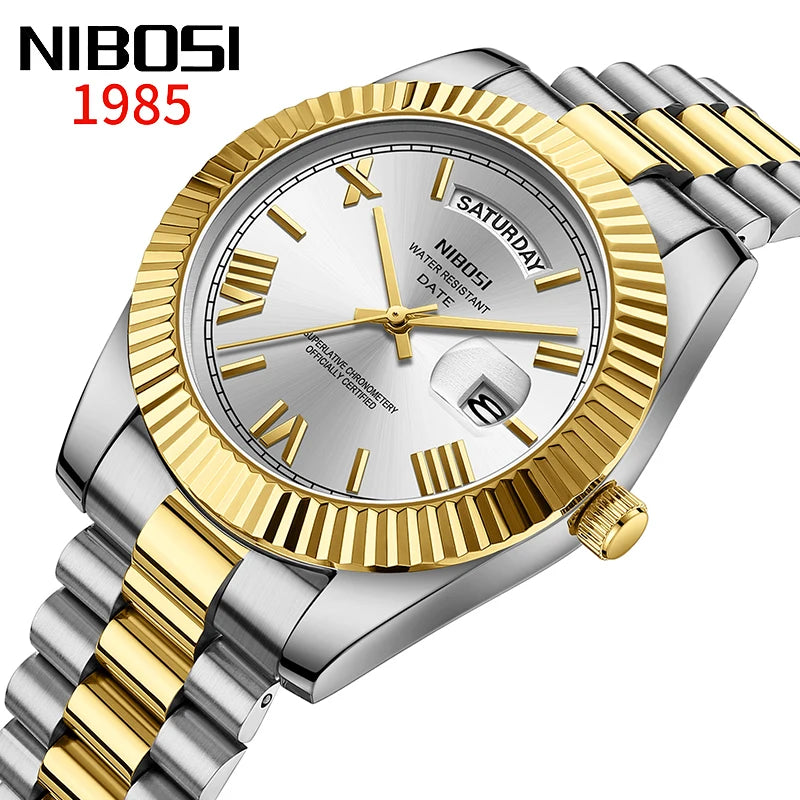 NIBOSI Brand Original Stainless Steel Quartz Watches For Men Luxury Date Display Luminous Fashion Men's Watch relogios masculino