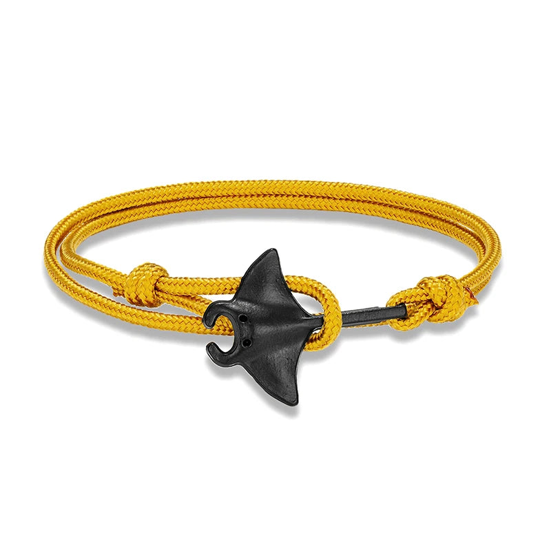 Ocean Animals Cute Manta Ray Bracelet Men Women Adjustable Paracord Rope Couple Bracelets Summer Beach Surfing Party Bangle Gift