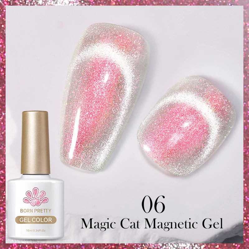 BORN PRETTY 10ml Black Glass Cat Magnetic Gel Nail Polish Punk Style Nail Art Manicure Varnis Semi Permanent Gel