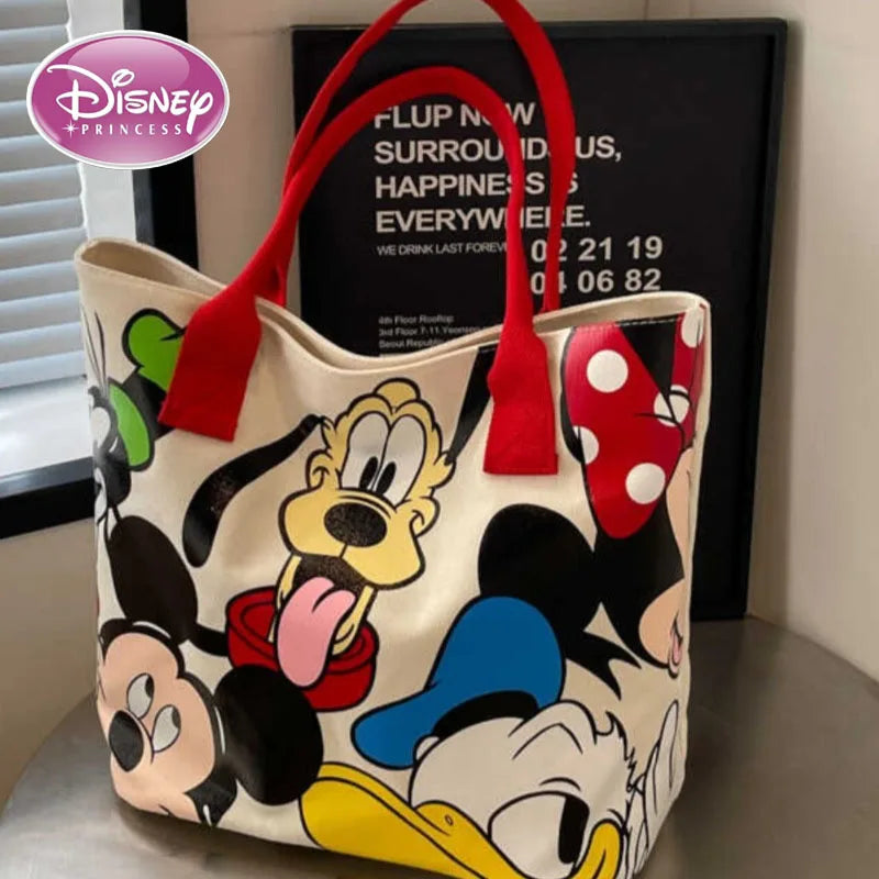 DisneyCartoon Mickey Fashion Versatile LargeCapacity Canvas Shoulder Bag Women's