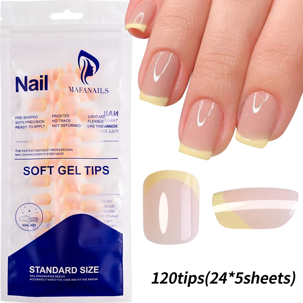 240/120Pcs Colorful French Short Square False Nails Full Cover Fake Nail Tip Extension Acrylic Wearable Ballerina Press on Nails