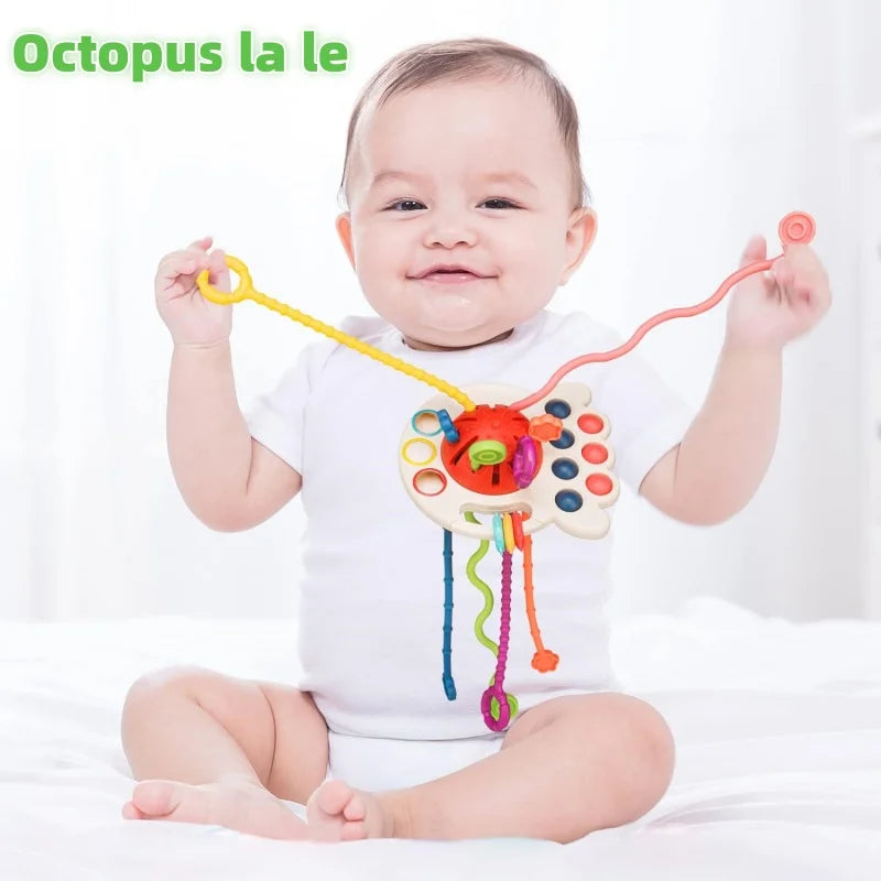 Baby Montessori Toys Pull String Sensory Toys Baby 2 12 Months Silicone Develop Teething Activity Toys for Kids Educational Toys