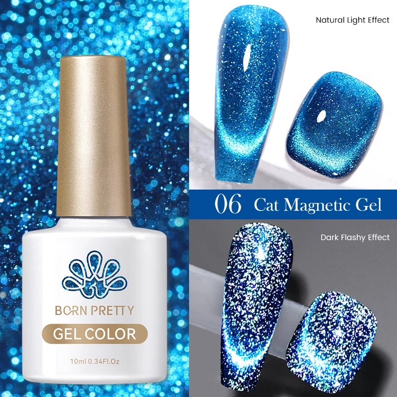 BORN PRETTY 10ml Black Glass Cat Magnetic Gel Nail Polish Punk Style Nail Art Manicure Varnis Semi Permanent Gel